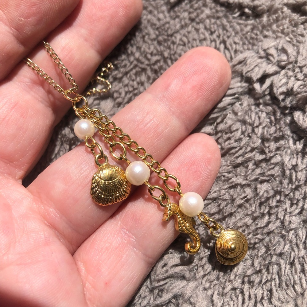 Nautical ocean beach dangle pendant on chain necklace - Picture 2 of 5